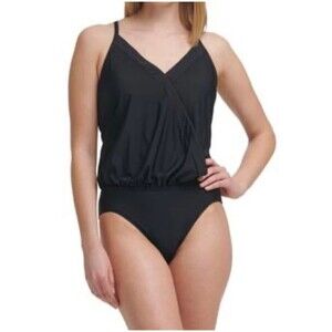 Calvin Klein Blouson One Piece Swimsuit Black Size 12 New With Tags